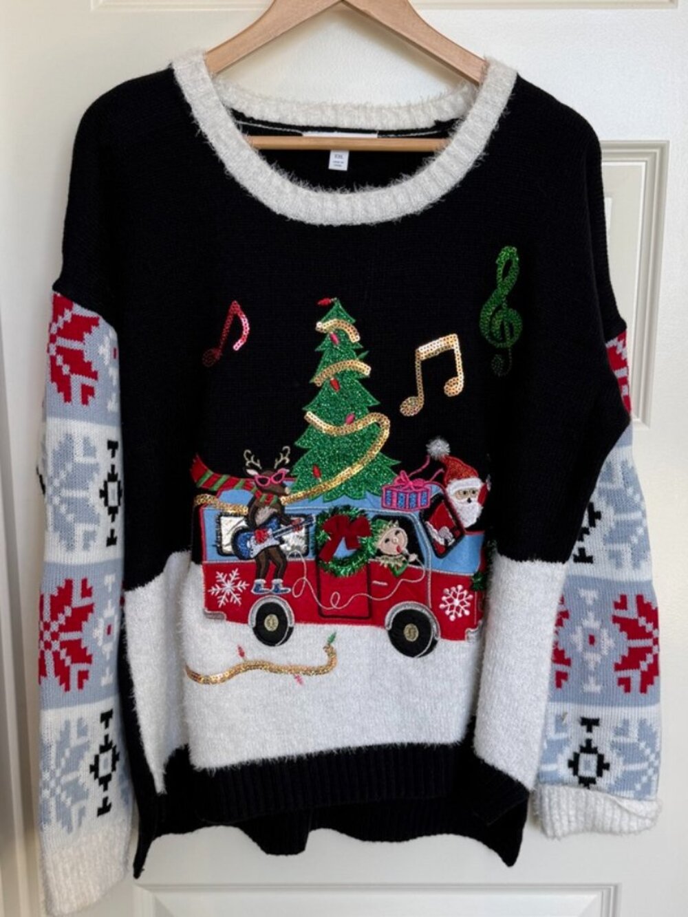 Celebrate Together Women's Embellished Holiday Party Van Christmas Sweater XL